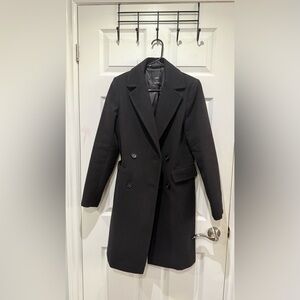 Mango Black Trench Coat with Notched Lapels